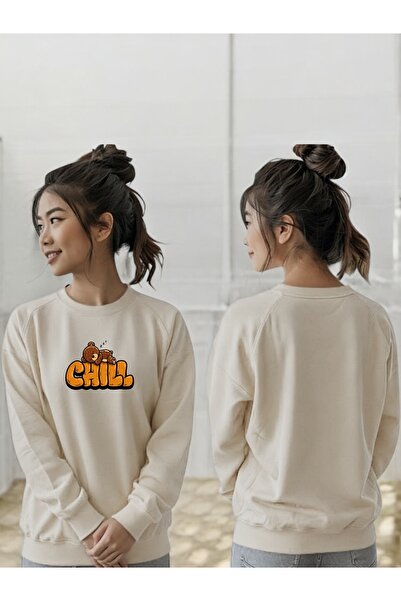 ArtYus Φούτερ Unisex με μακρύ μανίκι Chill Bear Transfer με τύπωμα με λαιμόκο...