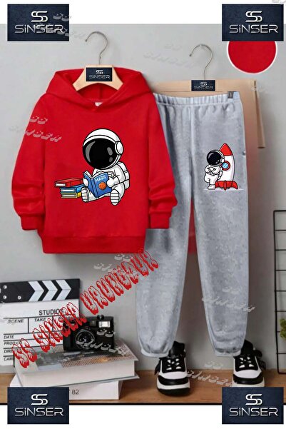 SS SİNSER Детски унисекс комплект от тренировъчен костюм с качулка и надпис „...