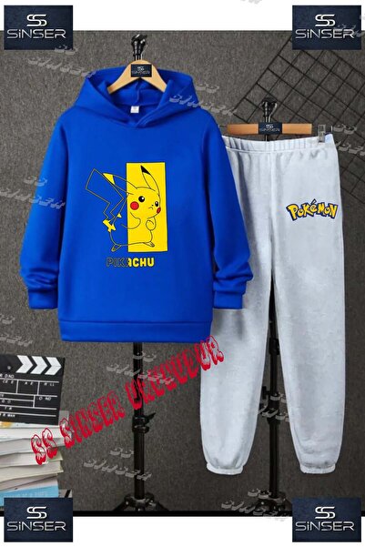 SS SİNSER Παιδικό Unisex Σετ Φόρμας με Κουκούλα και Στάμπα  "PIKHACU IN HALF ...