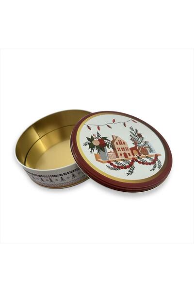 The Byzia Christmas Patterned Cookie Box - Metal Storage Box - Christmas Box