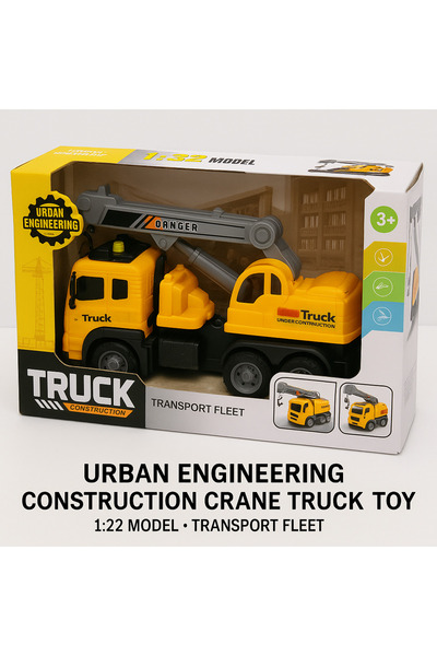 TSUMAB Urban Engineering Construction Crane Truck Toy – 1:22 Model Transport Fleet