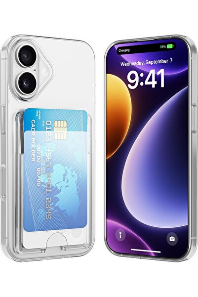 Rivor Apple iPhone 17 Uyumlu Kartlıklı Cüzdanlı Kamera Korumalı Şeffaf Renksi...