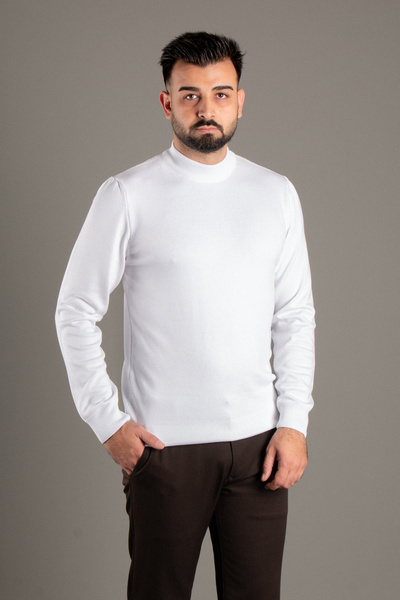 ZEKİ ÖZER Men's Beige Basic Fisherman Knitwear