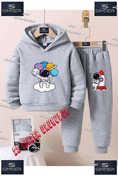 SS SİNSER Children's Unisex Printed Hooded Tracksuit Set with the Text: "Astr...