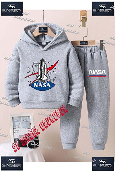 SS SİNSER Children's Unisex Hooded Tracksuit Set with the Print "Space Shuttl...