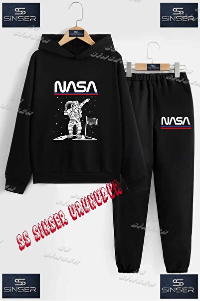 SS SİNSER Children's Unisex Hooded Tracksuit Set with the Print of "Astronaut...