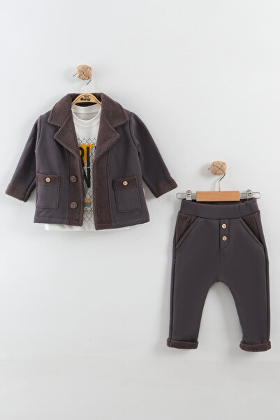 Mini Baray Baby Boy Cashmere Coat 3-Piece Set (9-12-18 Months)