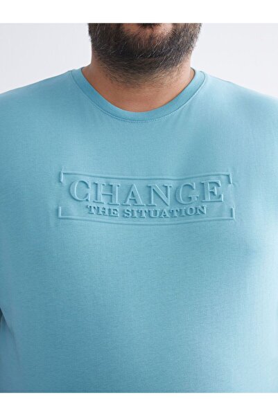 LC Waikiki Lcwaikiki Classic Large Size Embossed Printed Combed Cotton Men's T-Shirt
