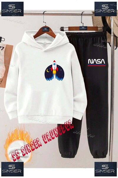 SS SİNSER Children's Unisex Printed Hooded Tracksuit Set with the Print'Space...