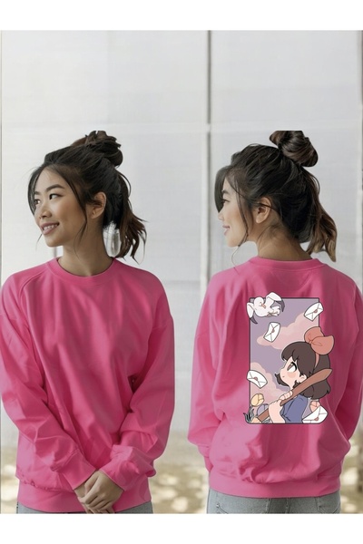 ArtYus سويت شيرت للجنسين بأكمام طويلة مطبوع عليه رسوم متحركة للفتيات وياقة دا...