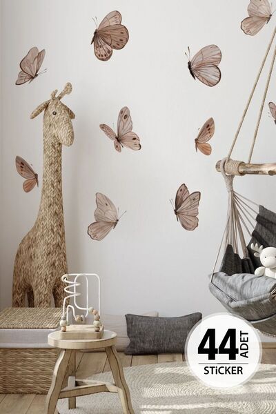 TUGİBU Pastel Kelebek Duvar Sticker Seti, Minimalist Kelebek Dekor Sticker, Ç...