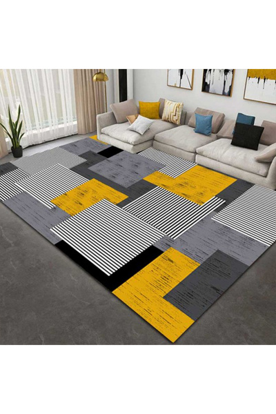 Yürük Home Jojod Sarı Tonlu Lastikli Halı Örtüsü