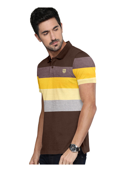 LAUREN SMITH Men’s Cotton Rich Polo T-shirt in Stripes