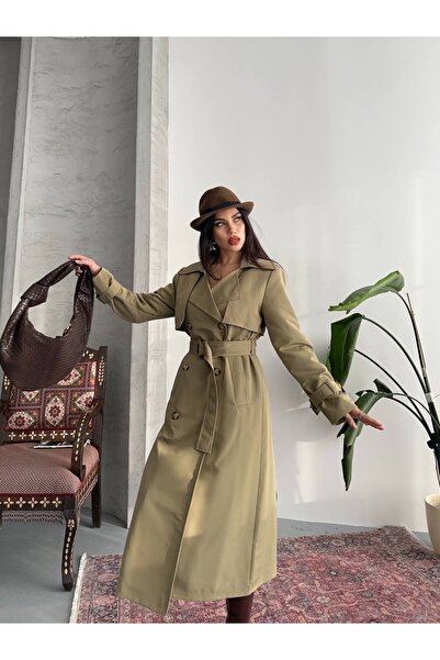 Ekim Store Tokalı Düğmeli Kruvaze Trençkot