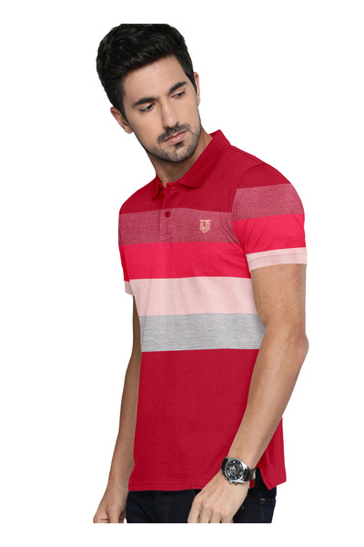 LAUREN SMITH Men’s Cotton Rich Polo T-shirt in Stripes