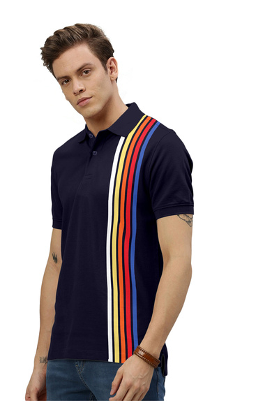 LAUREN SMITH Men’s Cotton Rich Polo T-shirt in Stripes