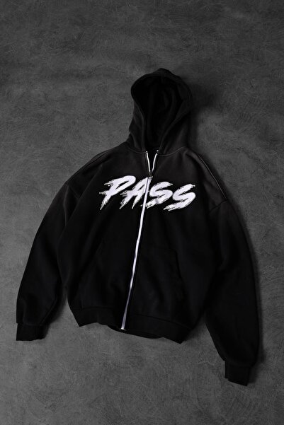 Slatra Ανδρικό φούτερ με κουκούλα με φερμουάρ, μαύρο, προσαρμοσμένο πλύσιμο, oversize