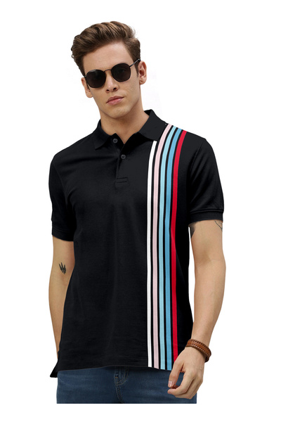 LAUREN SMITH Men’s Cotton Rich Polo T-shirt in Stripes