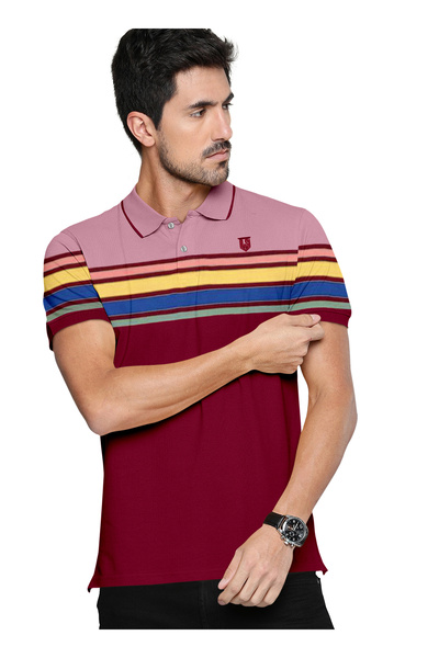 LAUREN SMITH Men’s Cotton Rich Polo T-shirt in Stripes