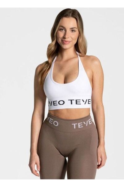 TEVEO Kadın Siyah Sporcu Sütyeni - Rahat Destekli Boyundan Bağlamalı Bralet