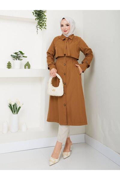 Vibeys Collection Women's Trench Coat with Tie Detail and Lining