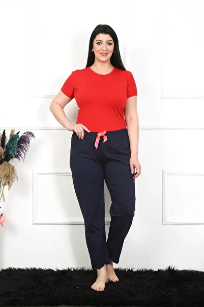 alfa expres Fashion Women's Cotton Plus Size Bottom Pajamas Navy Blue