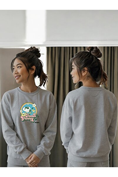 ArtYus سويت شيرت برقبة دائرية مطبوع عليه سنوبي فيلينج جروفي بأكمام طويلة للجنسين