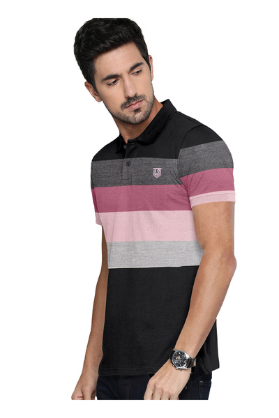 LAUREN SMITH Men’s Cotton Rich Polo T-shirt in Stripes