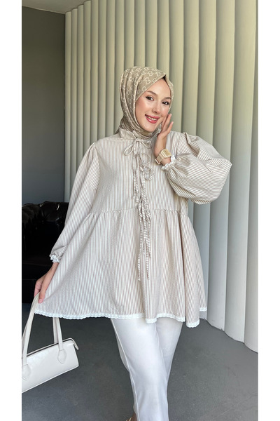 ensade Gofre Sleeve Elasticated Casual Stylish Tunic