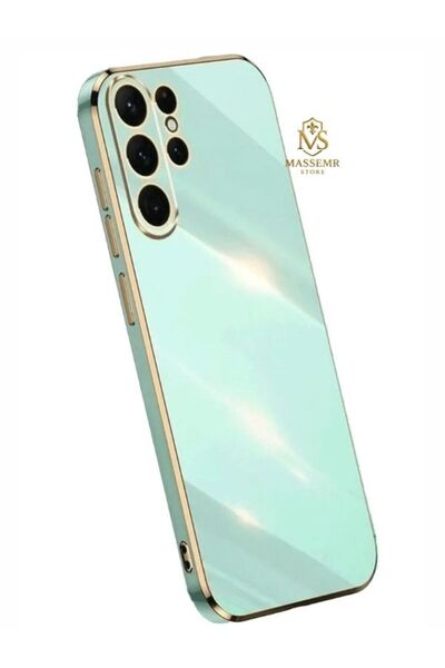 Massemr For Samsung Galaxy S25 Ultra Case Shiny Gold Foil Luxury Premium Silicone Cover Transparent Shockproof Protector