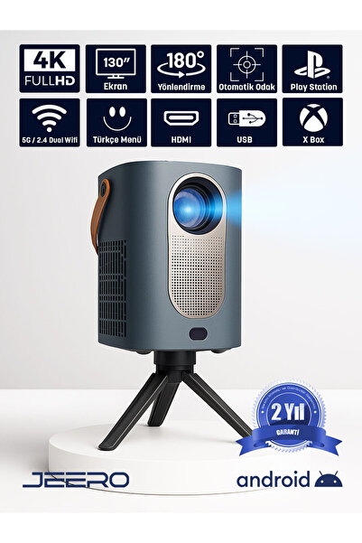 jeero Hy6 Ev Sinema Projeksiyon Cihazı (Hediye Ayak -Türkçe Menü)