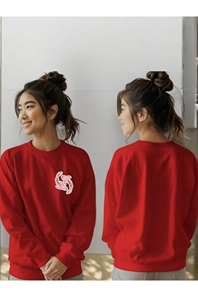 ArtYus Φούτερ Unisex με μακρύ μανίκι ροζ Koi Transfer με τύπωμα με λαιμόκοψη ...