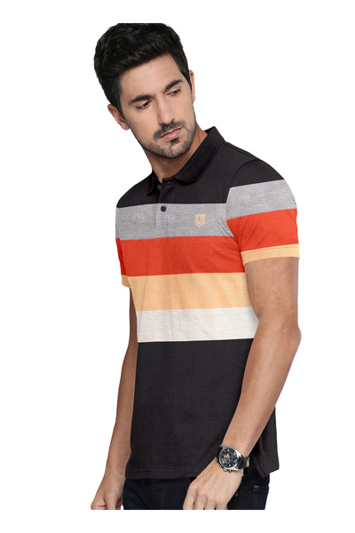 LAUREN SMITH Men’s Cotton Rich Polo T-shirt in Stripes