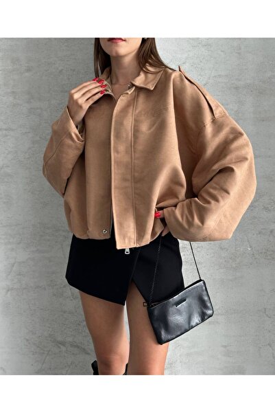 Ekim Store سترة من جلد الغزال كبيرة الحجم