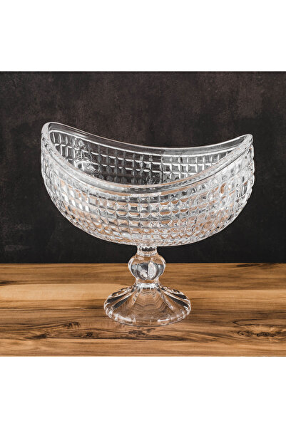 delı glassware Luxury glass serving platter with a distinctive pattern - 25.5 x 23 cm