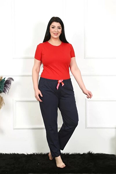 alfa expres Fashion Women's Cotton Plus Size Bottom Pajamas Navy Blue