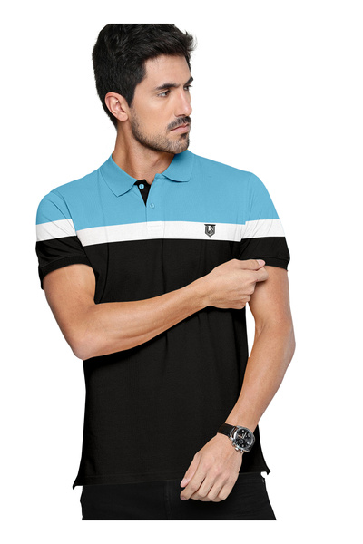 LAUREN SMITH Men’s Cotton Rich Polo T-shirt in Stripes