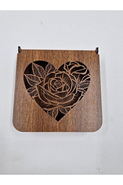 Mu Art Ahşap صندوق ديكور خشبي 12 سم × 12 سم × 3 سم رقم 5