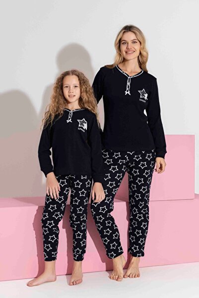 Tarık Мама-дочка комбінезон з довгими рукавами Інтерлок Сімейний комплект піжам - 3198