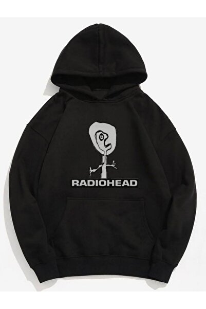 MAYDAY CULTURE Черна унисекс блуза с три ленти и DTF печат на Radiohead