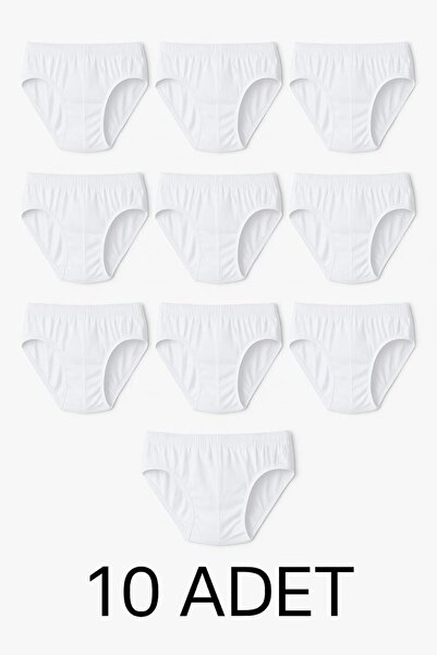enmodaiçgiyim 10 Pieces 100% Cotton White Men's Briefs – Breathable, Comfortable Fit