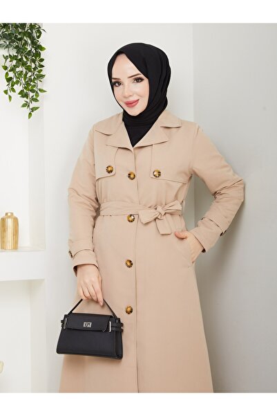 Vibeys Collection Women's Lined Full-Length Trench Coat Overcoat