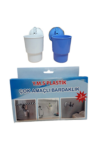 Yms 2 Adet Plastik Vantuzlu Çok Amaçlı Bardaklık | Banyo, Mutfak ve Ofis Kullanımı