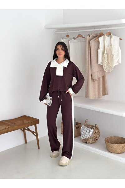 Velista Дамски анцуг, яка тип шал, модален плат, страничен детайл с райета, ластик на талията, връзки