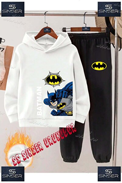 SS SİNSER Children's Unisex Hooded Tracksuit Set with Printed Logo and Text