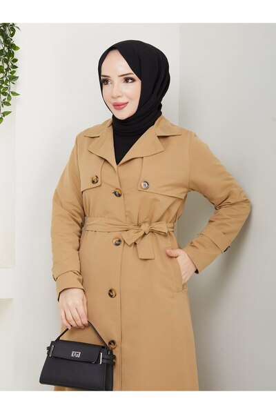 Vibeys Collection Women's Lined Full-Length Trench Coat Overcoat