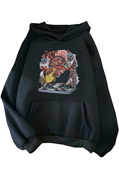 MAYDAY CULTURE Μαύρο φούτερ με τρεις κλωστές, unisex oversize με στάμπα DTF