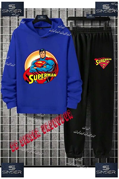 SS SİNSER Παιδικό Unisex Σετ Φόρμας με Κουκούλα και Στάμπα  "SUPERMAN IN THE ...