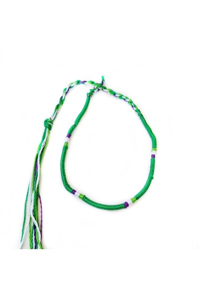 Wild Bracelets Adjustable textile bracelet, for hand and foot, made of silk, Green