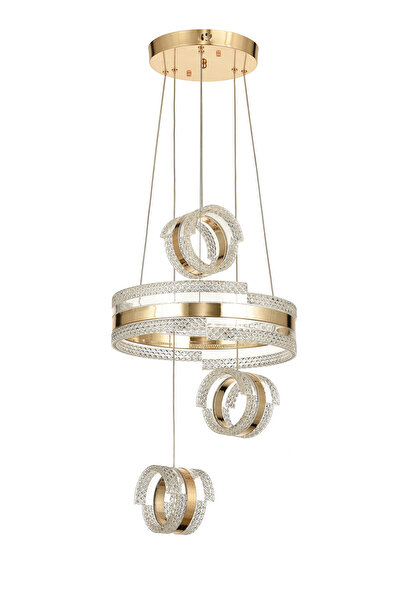 Store Savona 3 Lü Dimmer Kumandalı 3 Renk Ledli (SARI-BEYAZ-GÜN IŞIĞI) Modern Akrilik Avize -gold